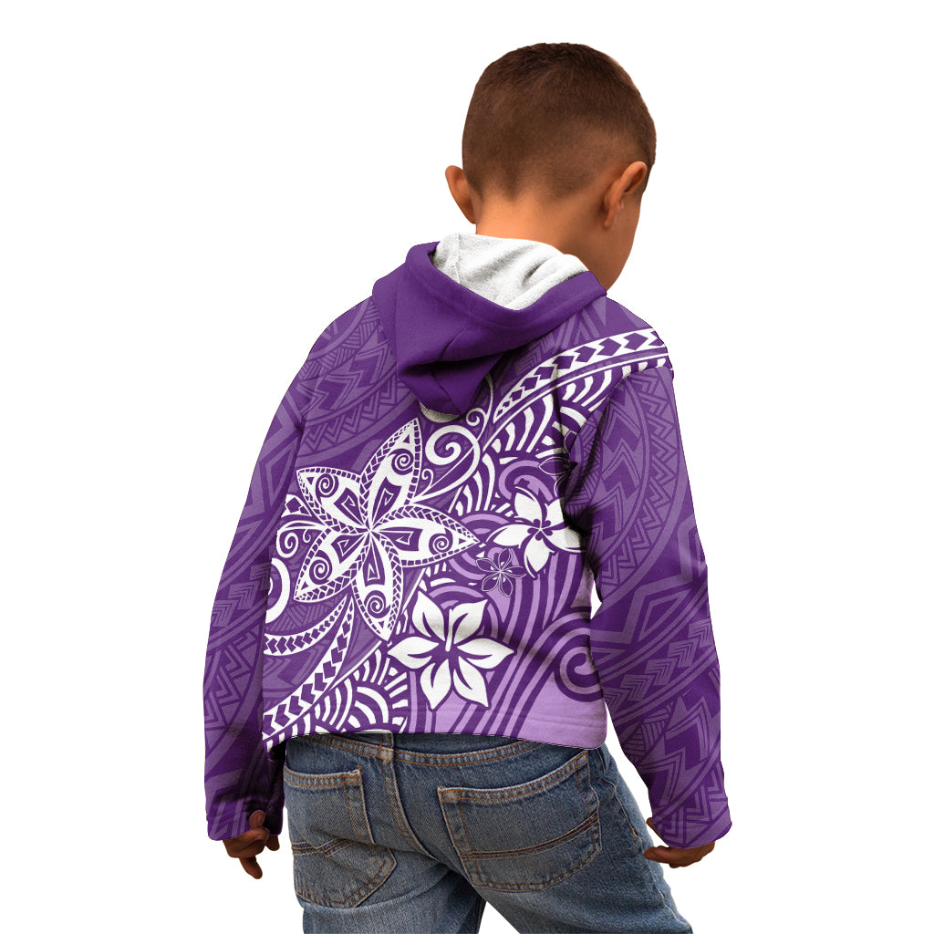 Polynesia Kid Hoodie Plumeria Purple Curves LT7 - Polynesian Pride