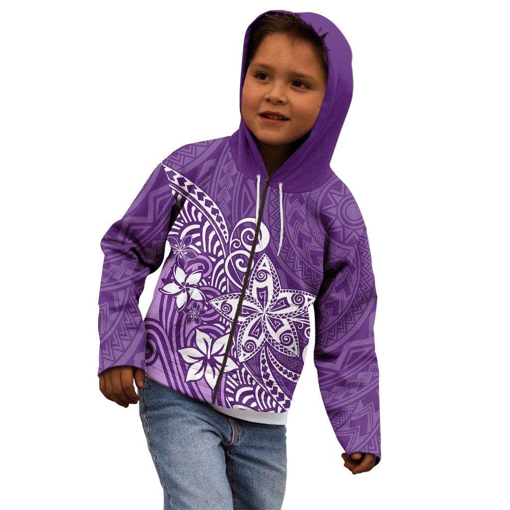 Polynesia Kid Hoodie Plumeria Purple Curves LT7 - Polynesian Pride
