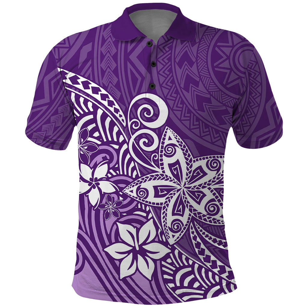 Polynesia Polo Shirt Plumeria Purple Curves LT7 Purple - Polynesian Pride