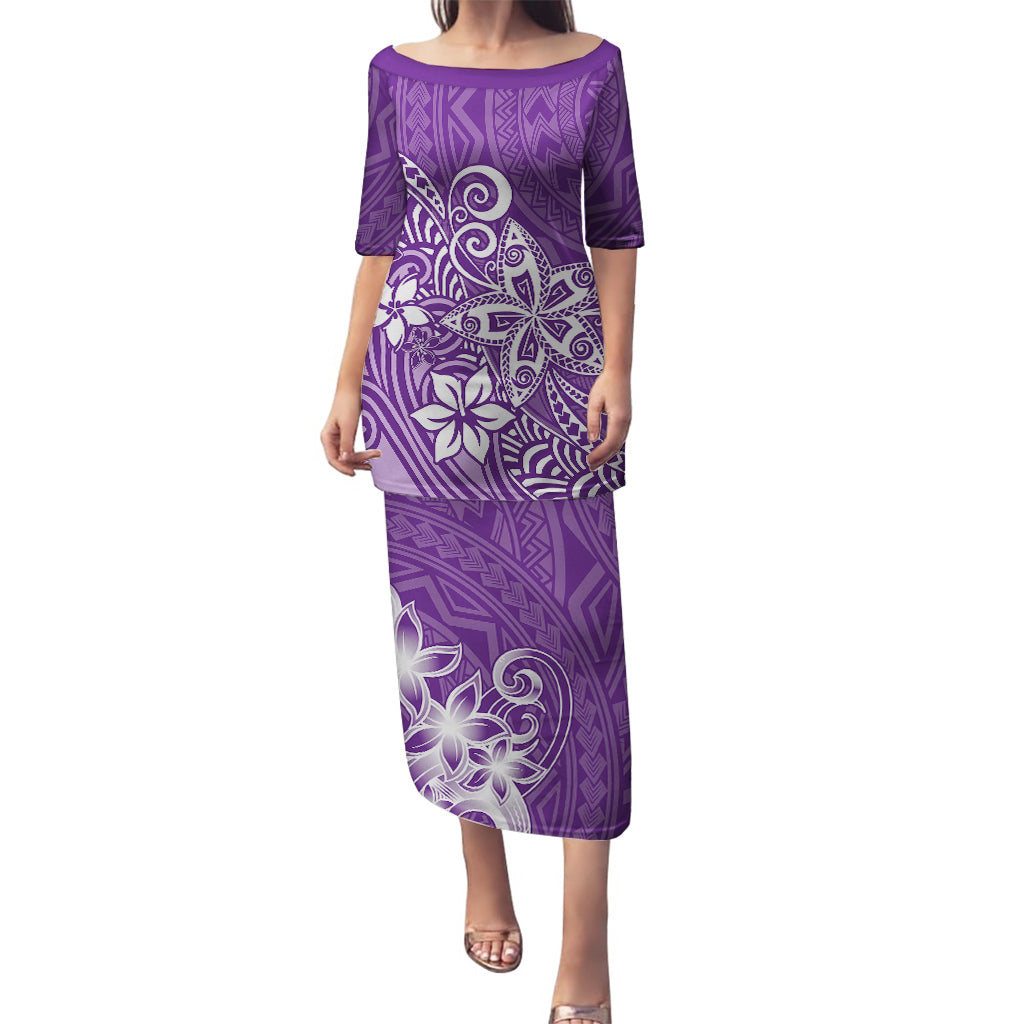 Polynesia Puletasi Plumeria Purple Curves LT7 Long Dress Purple - Polynesian Pride