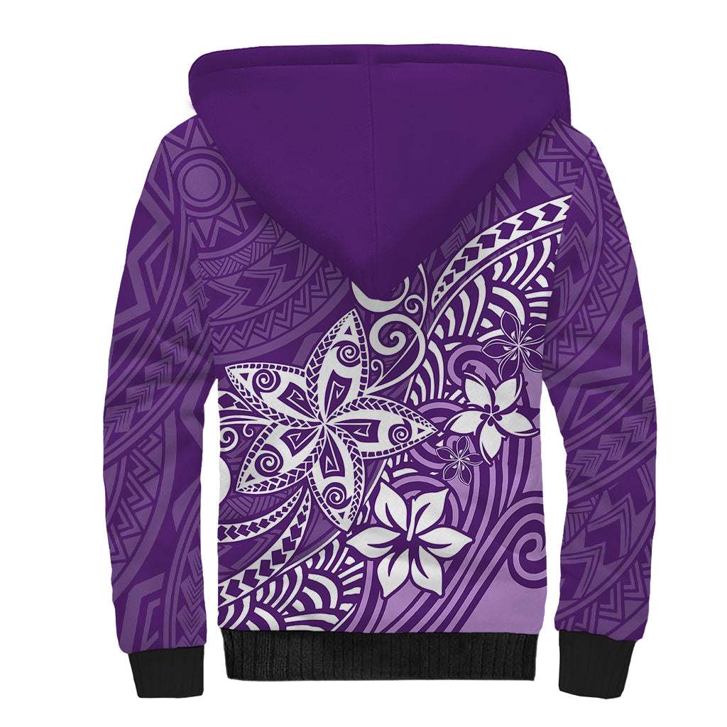 Polynesia Sherpa Hoodie Plumeria Purple Curves LT7 - Polynesian Pride