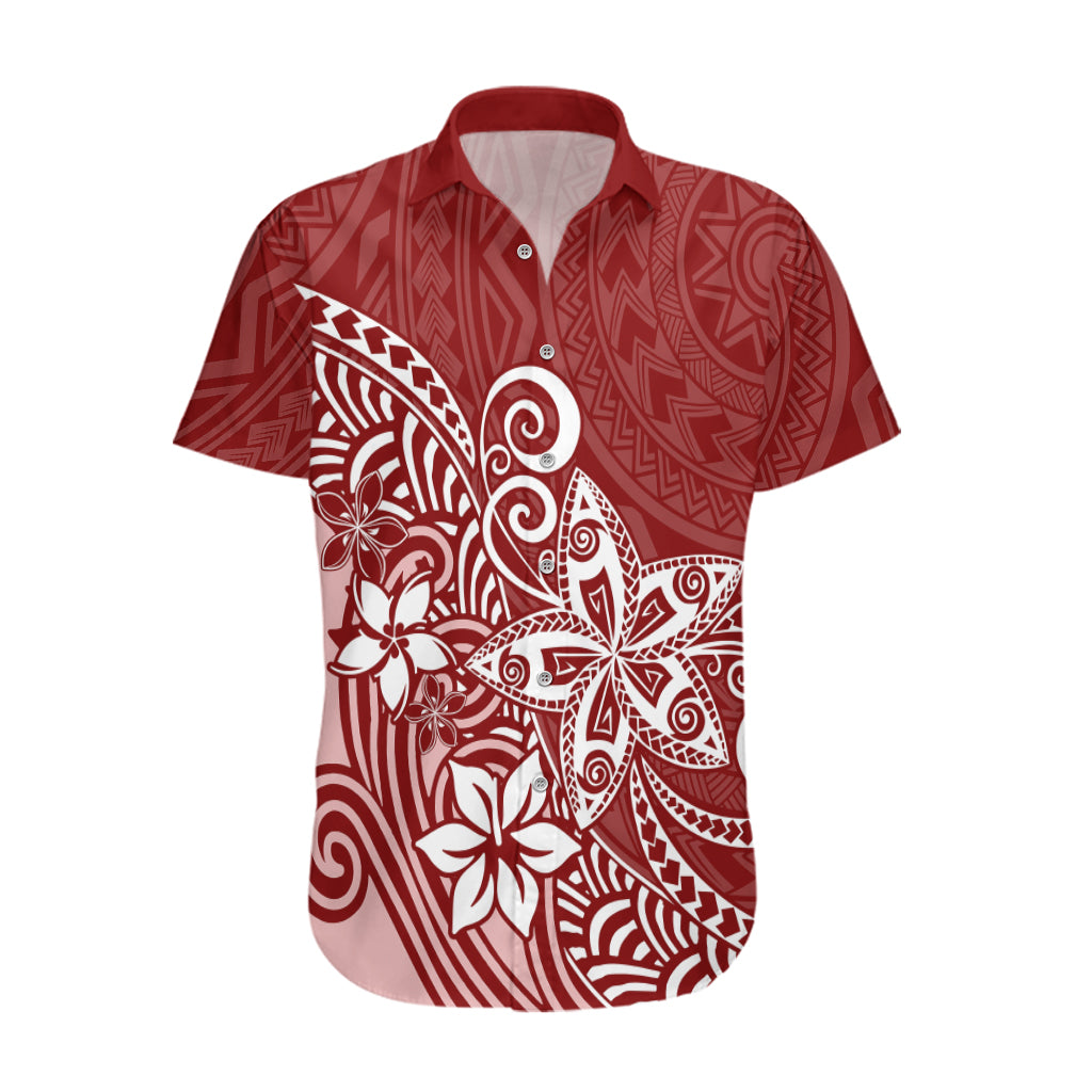 Polynesia Hawaiian Shirt Plumeria Red Curves LT7 Red - Polynesian Pride