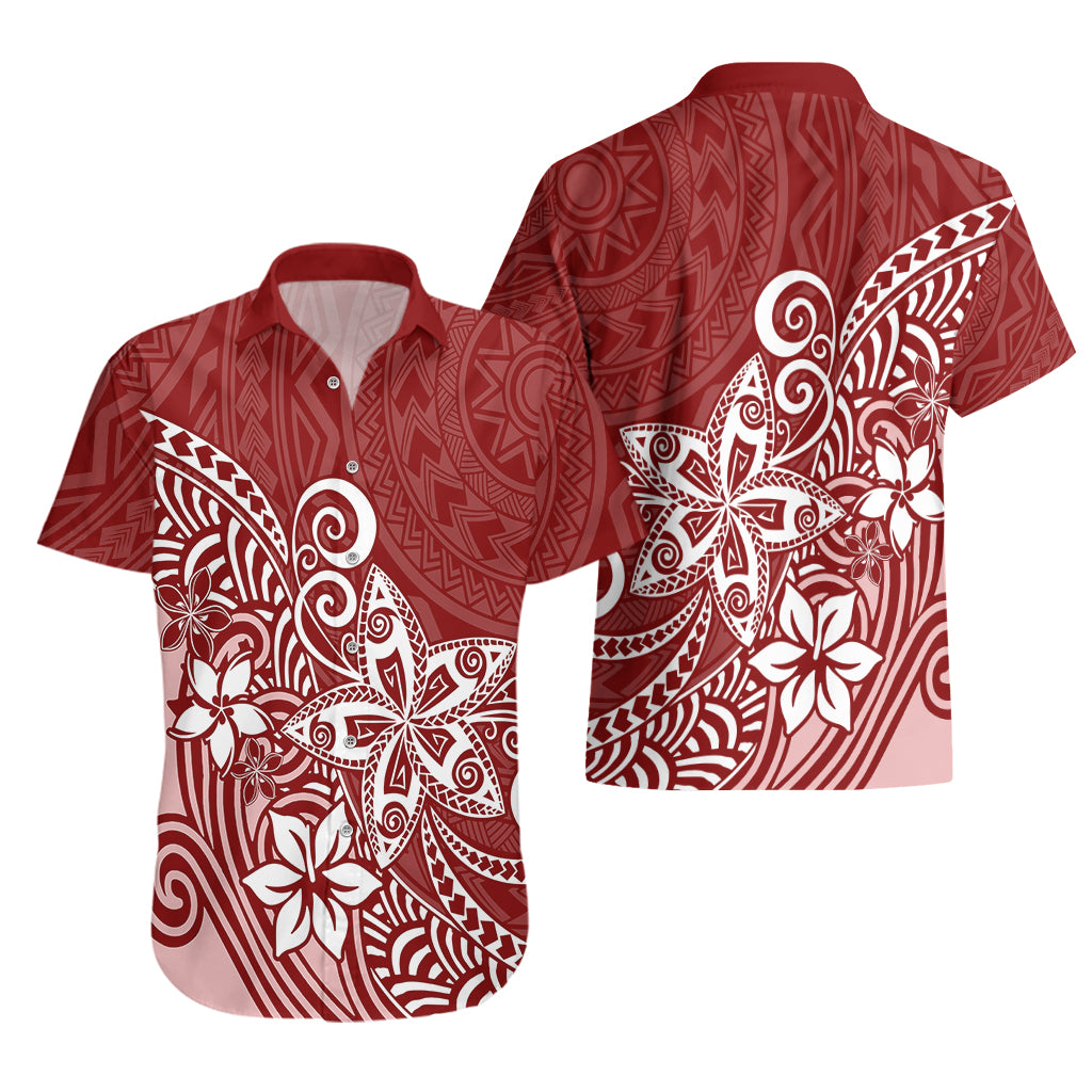 Polynesia Hawaiian Shirt Plumeria Red Curves LT7 - Polynesian Pride
