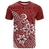 Polynesia T Shirt Plumeria Red Curves LT7 Red - Polynesian Pride