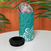 Hawaii 4 in 1 Can Cooler Tumbler Plumeria Teal Curves