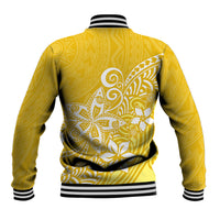 Polynesia Baseball Jacket Plumeria Yellow Curves LT7 - Polynesian Pride