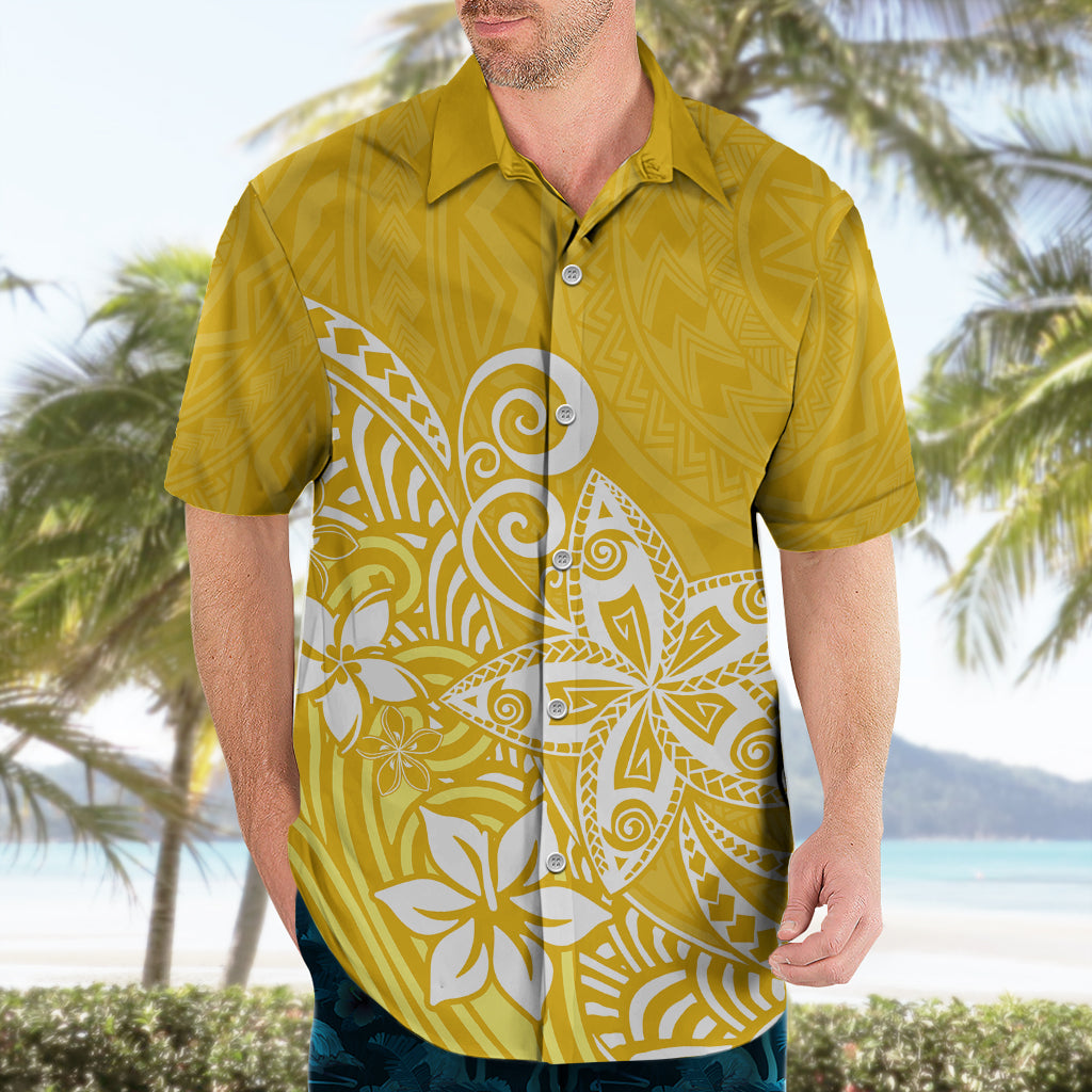 Polynesia Hawaiian Shirt Plumeria Yellow Curves LT7 - Polynesian Pride