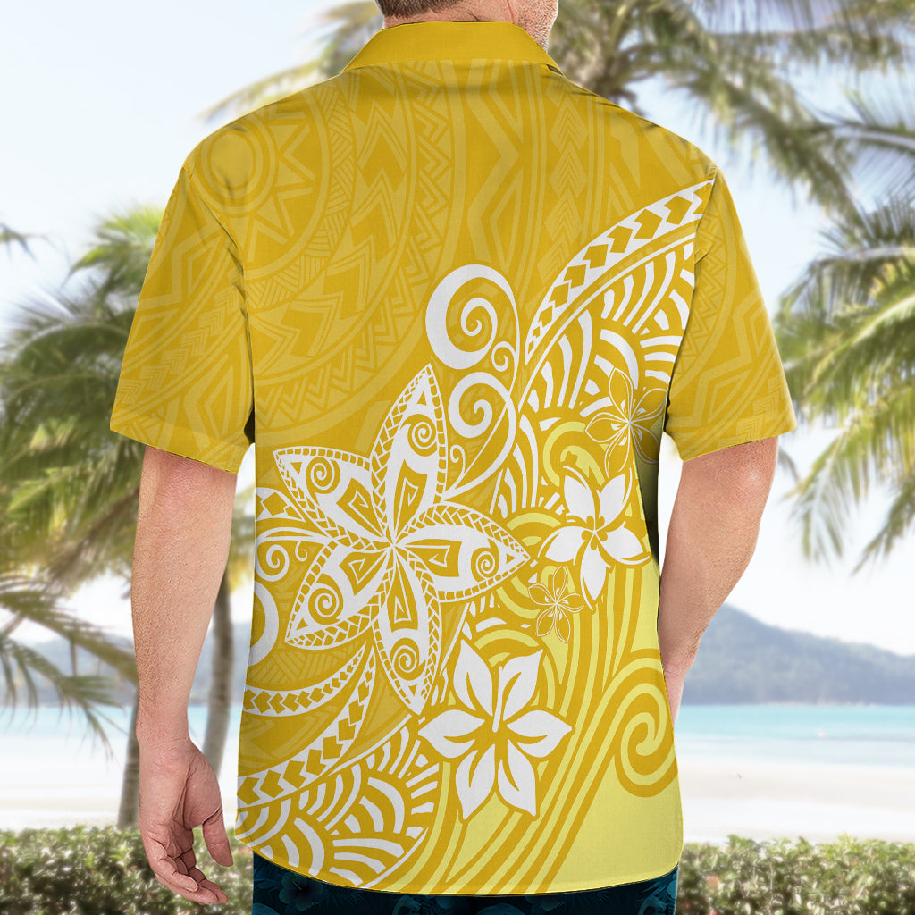 Polynesia Hawaiian Shirt Plumeria Yellow Curves LT7 - Polynesian Pride