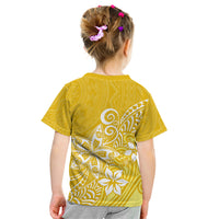Polynesia Kid T Shirt Plumeria Yellow Curves LT7 - Polynesian Pride