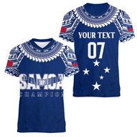 Personalised Samoa Rugby Women V Neck T Shirt WC 2023 Champions LT7 - Polynesian Pride