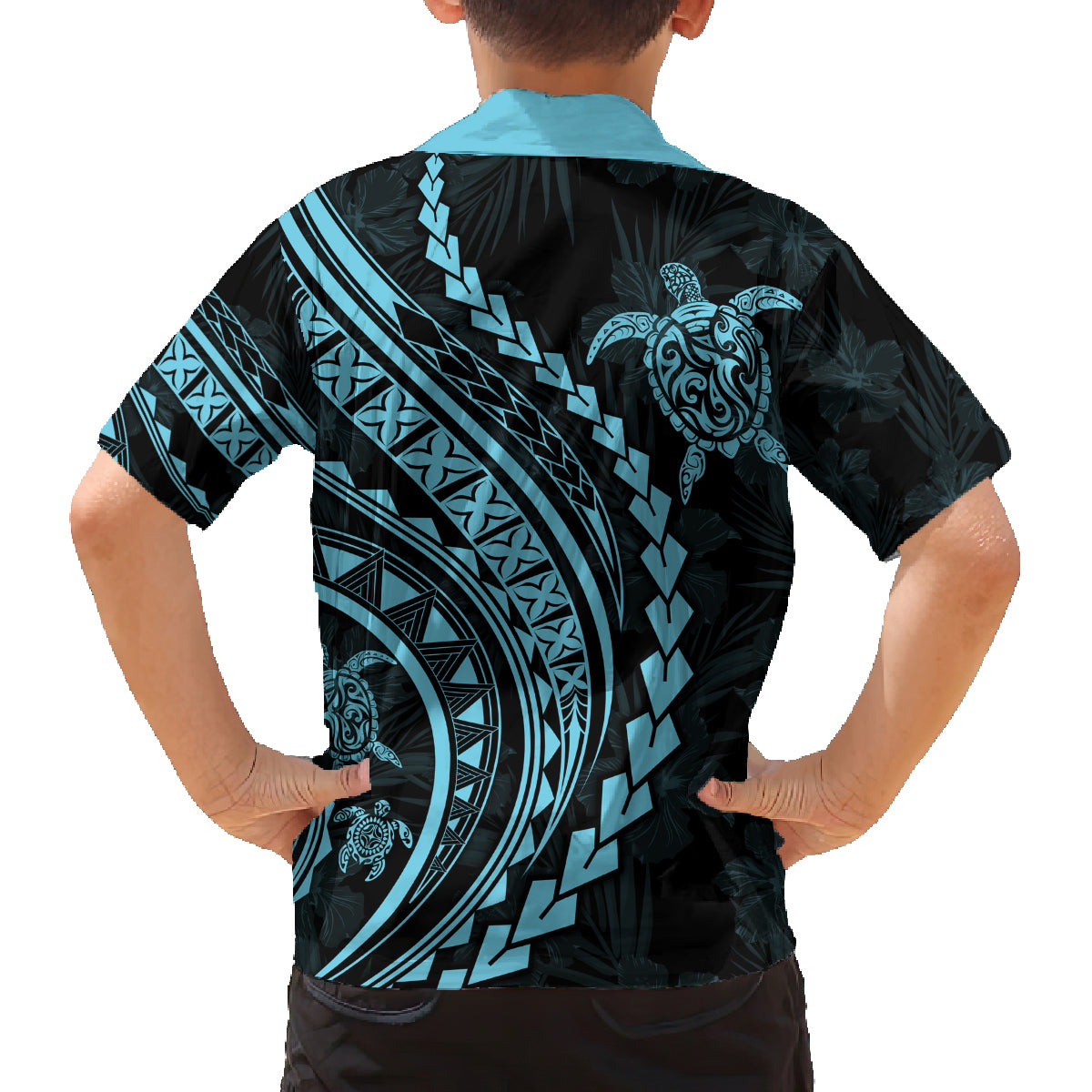 Hawaii Family Matching Outfits Polynesian Pride Summer Maxi Dress And Shirt Family Set Clothes Turtle Hibiscus Luxury Style - Aquamarine LT7