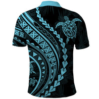 Polynesian Pride Polo Shirt Turtle Hibiscus Luxury Style - Aquamarine LT7 - Polynesian Pride