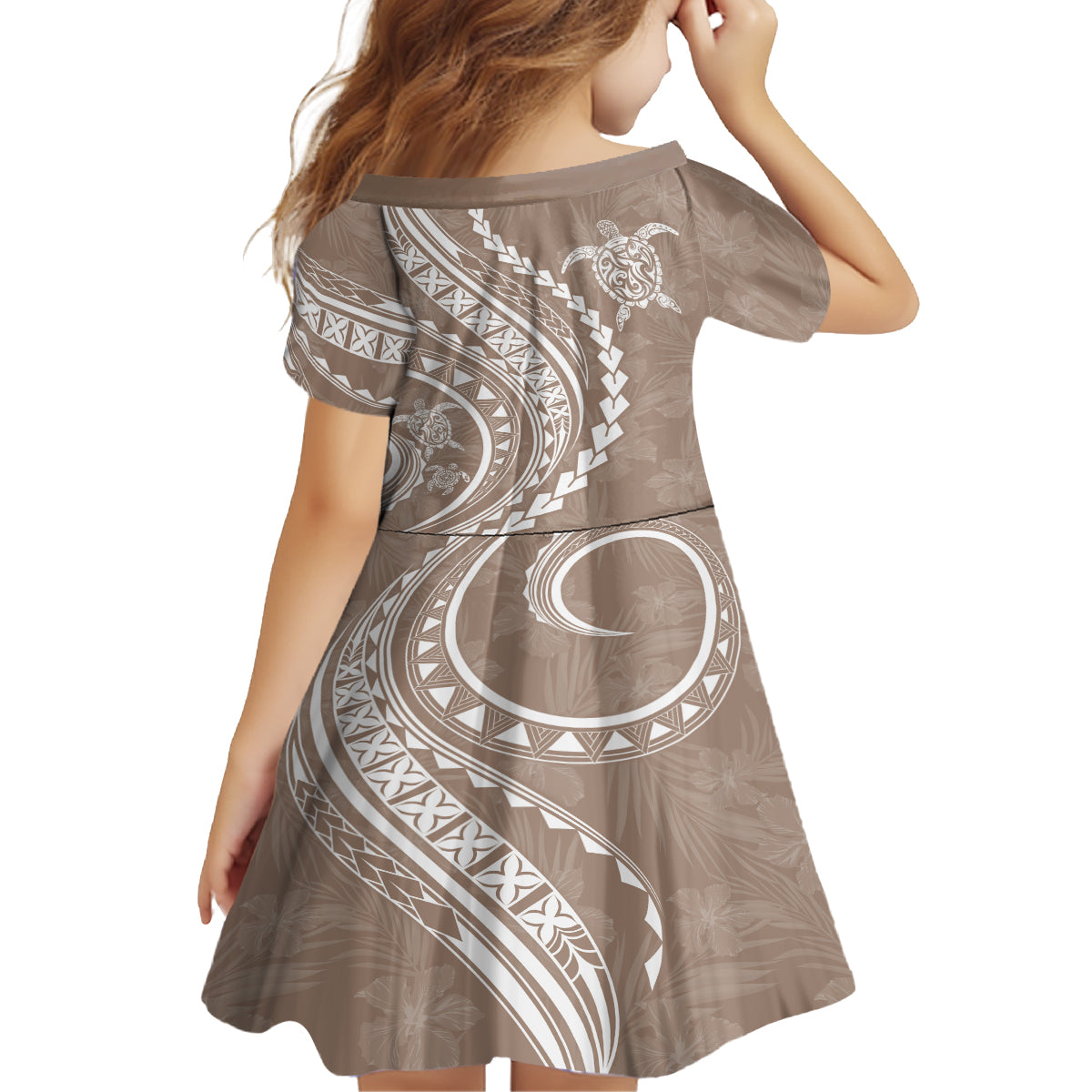 Hawaii Family Matching Outfits Polynesian Pride Summer Maxi Dress And Shirt Family Set Clothes Turtle Hibiscus Luxury Style - Beige LT7