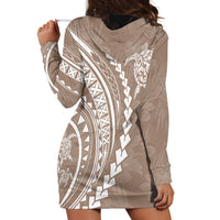 Polynesian Pride Hoodie Dress Turtle Hibiscus Luxury Style - Beige LT7 - Polynesian Pride