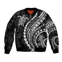 Polynesian Pride Bomber Jacket Turtle Hibiscus Luxury Style - Black LT7 Unisex Black - Polynesian Pride