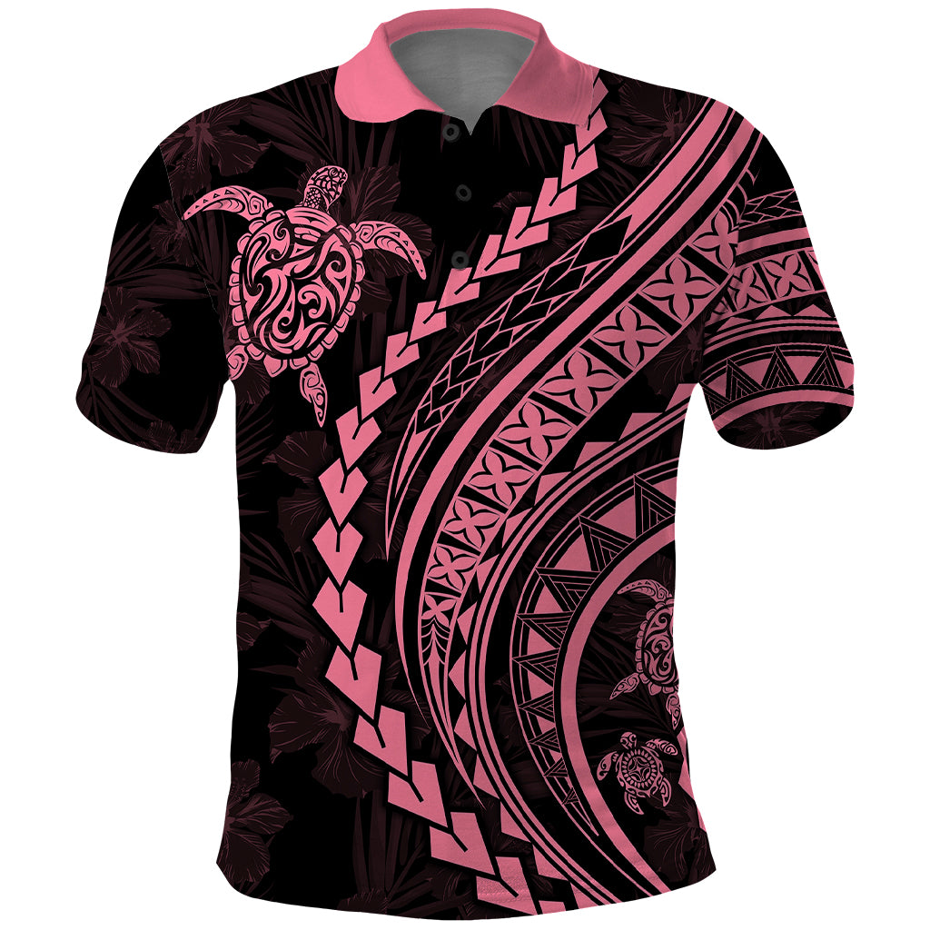 Polynesian Pride Polo Shirt Turtle Hibiscus Luxury Style - Carnation Pink LT7 Carnation Pink - Polynesian Pride
