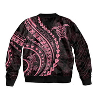 Polynesian Pride Sleeve Zip Bomber Jacket Turtle Hibiscus Luxury Style - Carnation Pink LT7 - Polynesian Pride