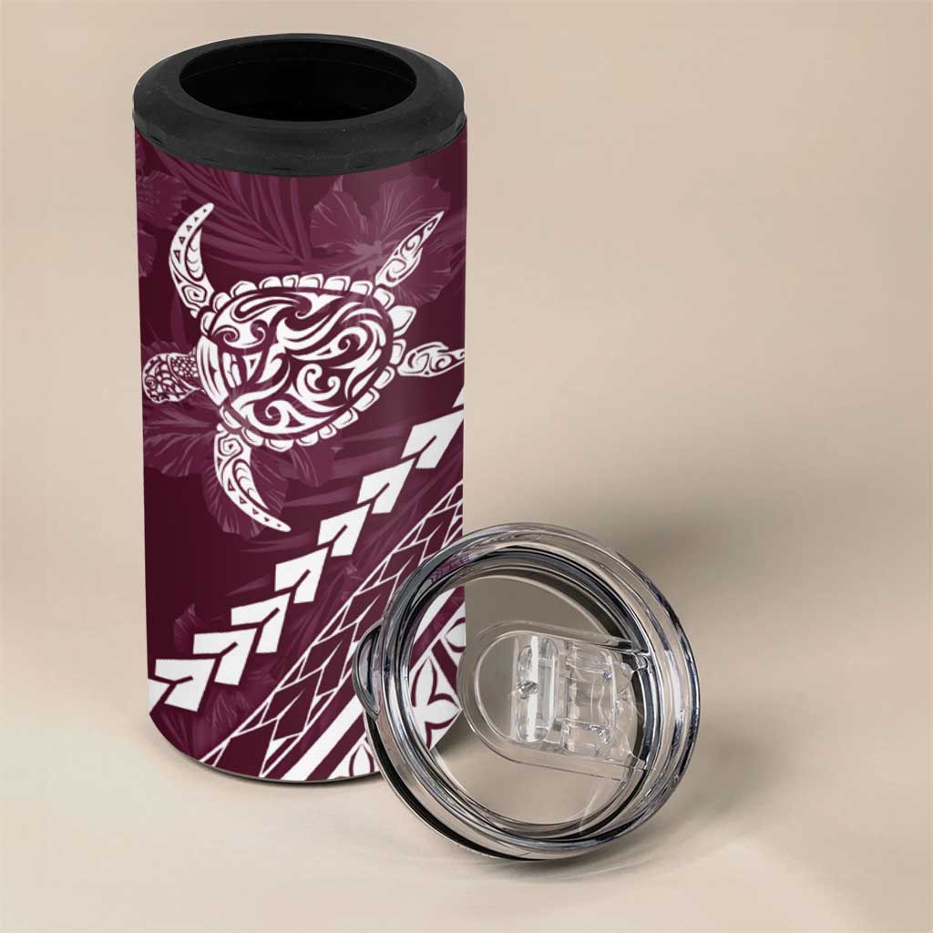 Polynesian Pride 4 in 1 Can Cooler Tumbler Turtle Hibiscus Luxury Style - Champagne
