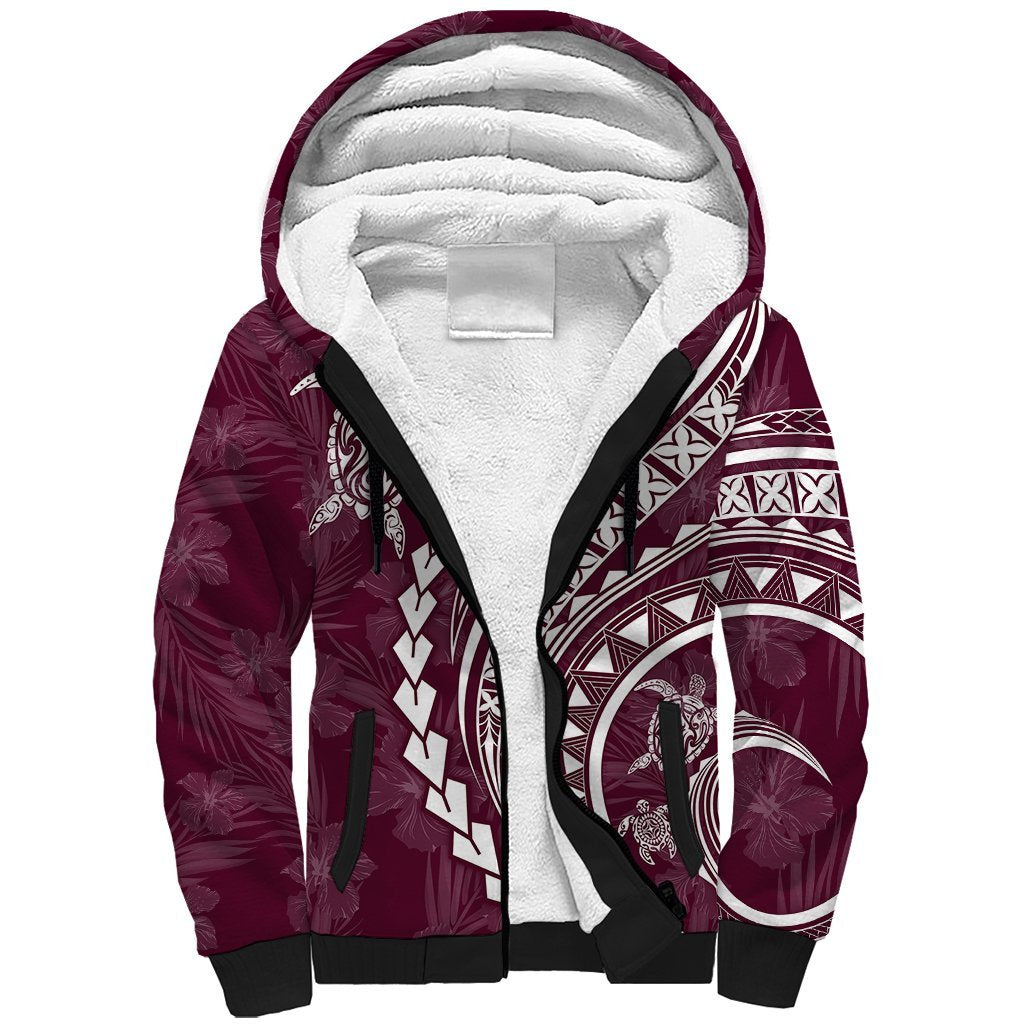 Polynesian Pride Sherpa Hoodie Turtle Hibiscus Luxury Style - Champagne LT7 Unisex Champagne - Polynesian Pride