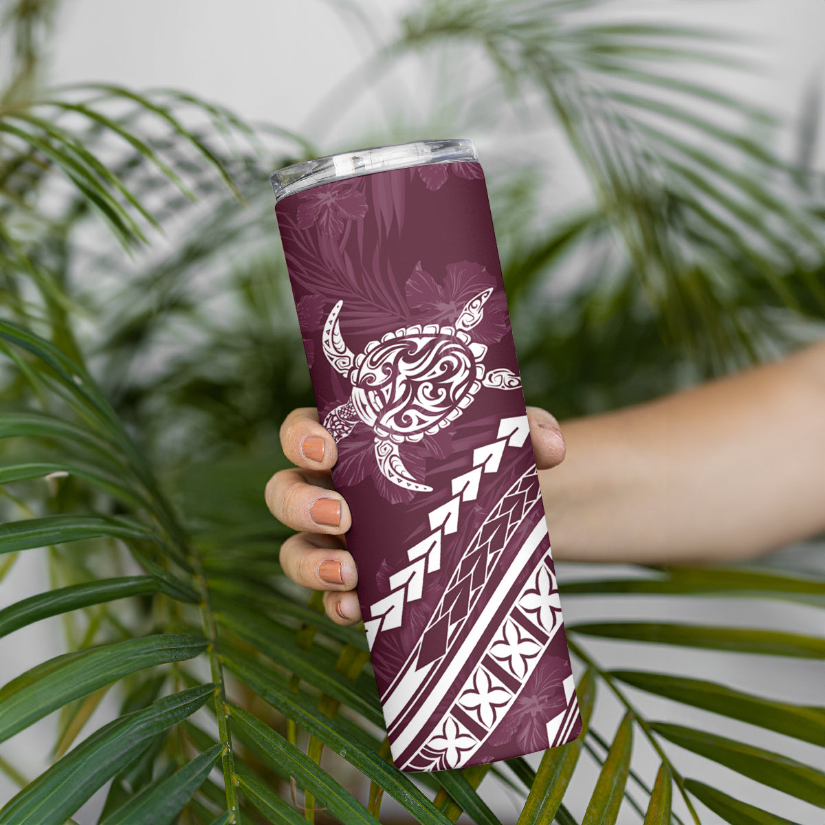 Polynesian Pride Skinny Tumbler Turtle Hibiscus Luxury Style - Champagne