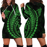 Polynesian Pride Hoodie Dress Turtle Hibiscus Luxury Style - Green LT7 - Polynesian Pride