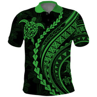 Polynesian Pride Polo Shirt Turtle Hibiscus Luxury Style - Green LT7 Green - Polynesian Pride