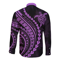 Polynesian Pride Long Sleeve Button Shirt Turtle Hibiscus Luxury Style - Lilac LT7 - Polynesian Pride