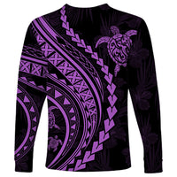 Polynesian Pride Long Sleeve Shirt Turtle Hibiscus Luxury Style - Lilac LT7 - Polynesian Pride