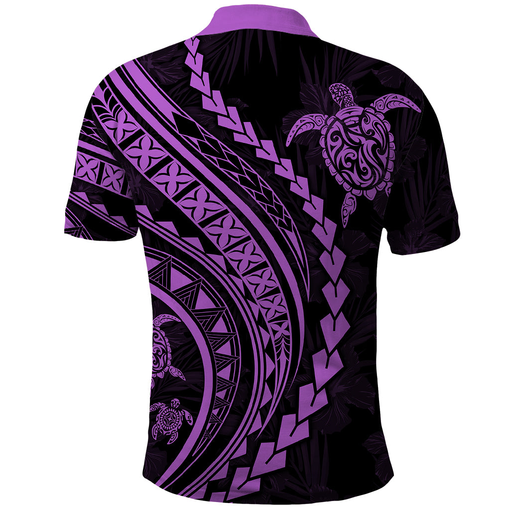 Polynesian Pride Polo Shirt Turtle Hibiscus Luxury Style - Lilac LT7 - Polynesian Pride