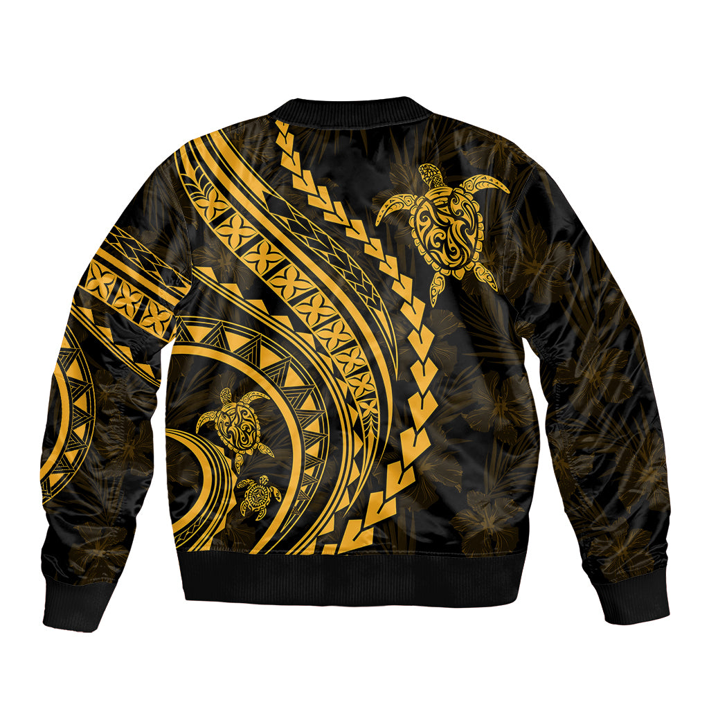 Polynesian Pride Bomber Jacket Turtle Hibiscus Luxury Style - Merigold LT7 - Polynesian Pride