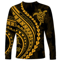 Polynesian Pride Long Sleeve Shirt Turtle Hibiscus Luxury Style - Merigold LT7 - Polynesian Pride