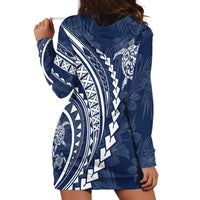 Polynesian Pride Hoodie Dress Turtle Hibiscus Luxury Style - Navy LT7 - Polynesian Pride
