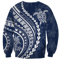 Polynesian Pride Sweatshirt Turtle Hibiscus Luxury Style - Navy LT7 - Polynesian Pride