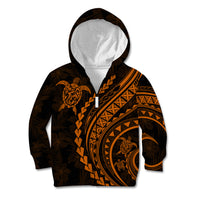 Polynesian Pride Kid Hoodie Turtle Hibiscus Luxury Style - Orange LT7 Zip Hoodie Orange - Polynesian Pride