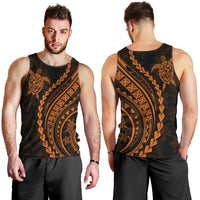 Polynesian Pride Men Tank Top Turtle Hibiscus Luxury Style - Orange LT7 - Polynesian Pride