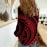 Polynesian Pride Women Casual Shirt Turtle Hibiscus Luxury Style - Rose LT7 - Polynesian Pride