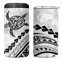 Polynesian Pride 4 in 1 Can Cooler Tumbler Turtle Hibiscus Luxury Style - White