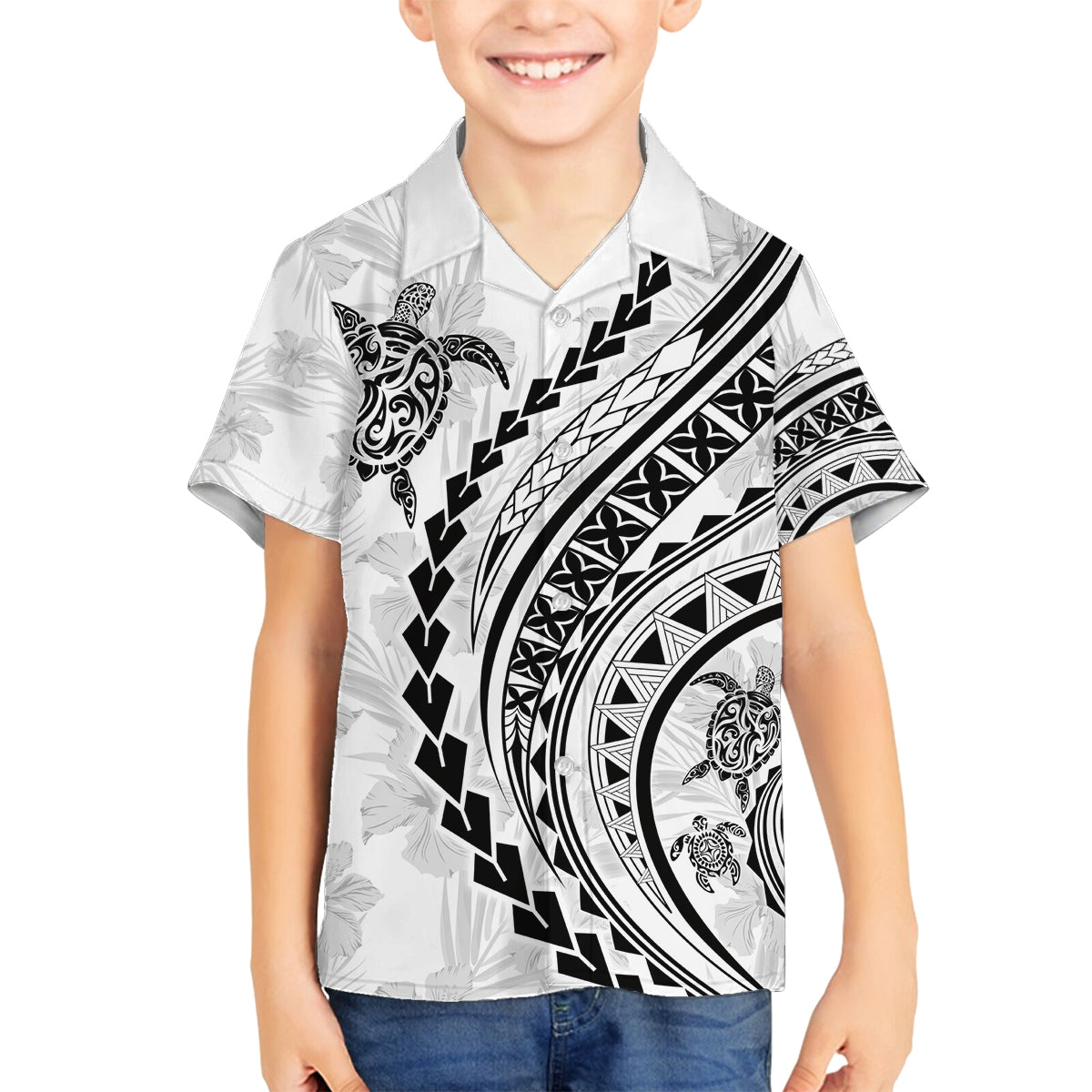 Hawaii Family Matching Outfits Polynesian Pride Off Shoulder Maxi Dress And Shirt Family Set Clothes Turtle Hibiscus Luxury Style - White LT7