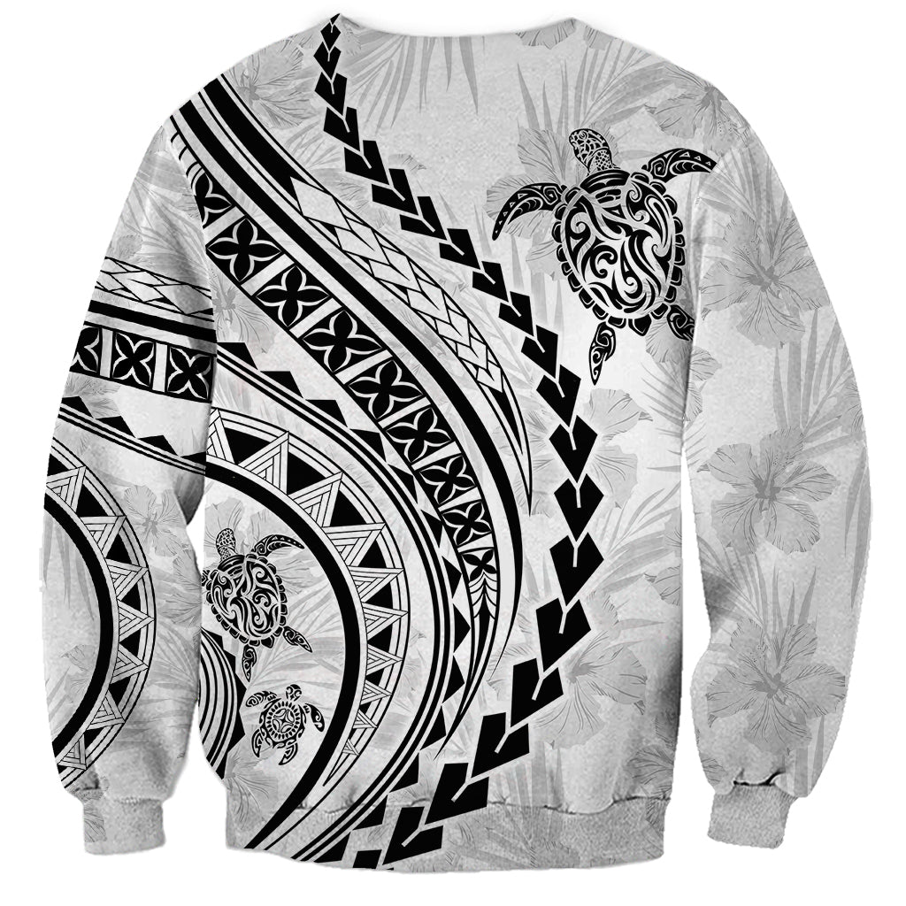 Polynesian Pride Sweatshirt Turtle Hibiscus Luxury Style - White LT7 - Polynesian Pride