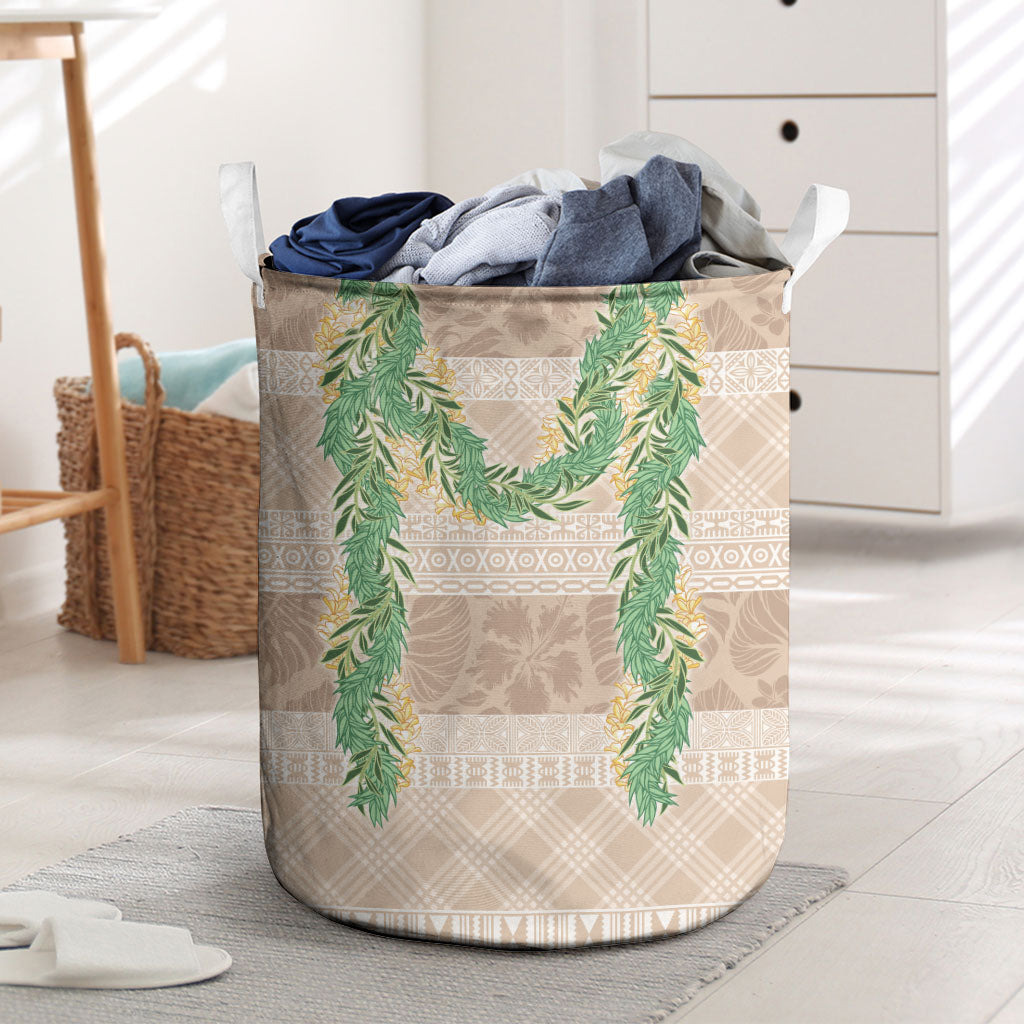 Hawai'i Paniolo Maile Twisted Lei Laundry Basket Almond Brown LT7 Brown - Polynesian Pride