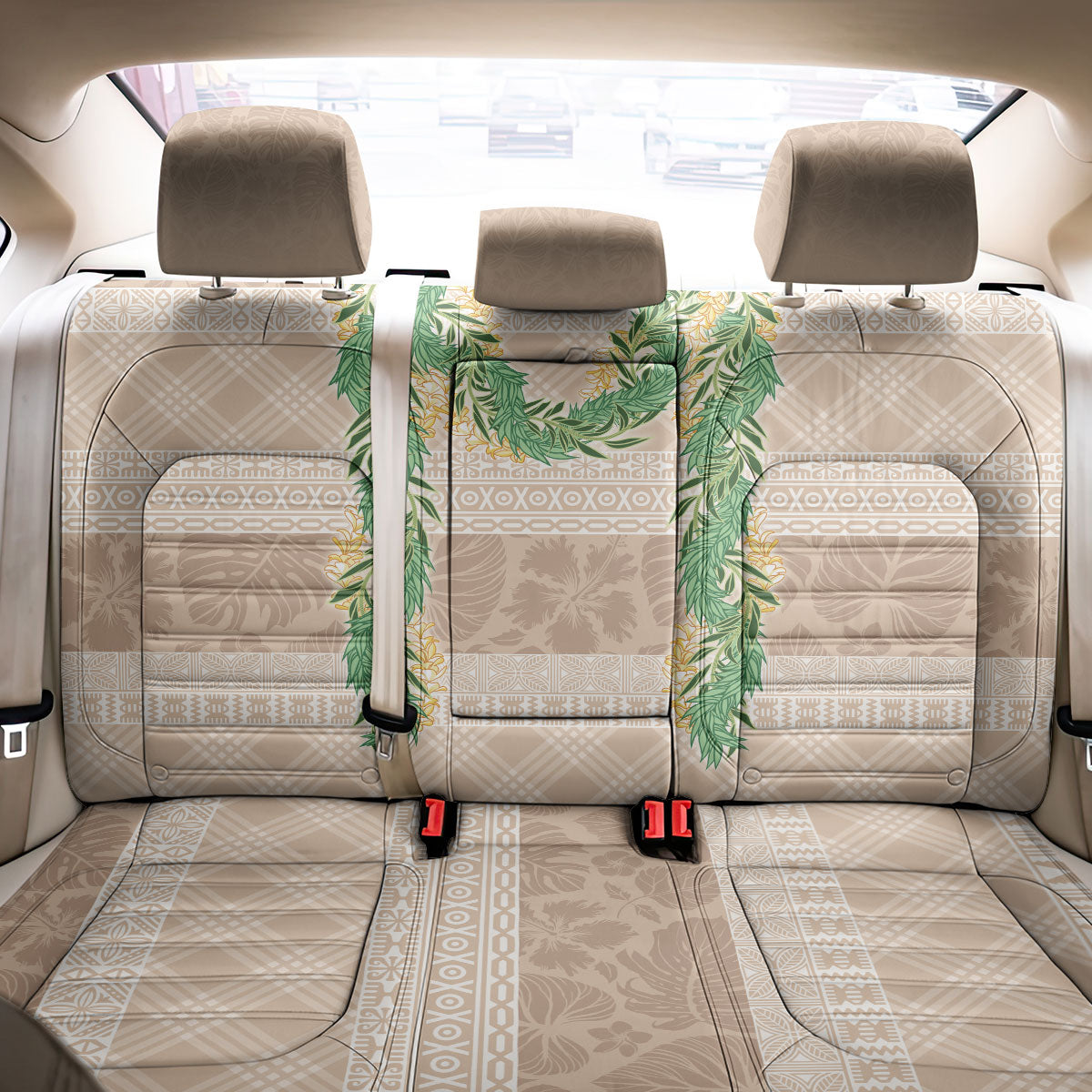 Hawai'i Paniolo Maile Twisted Lei Back Car Seat Cover Almond Brown LT7 - Polynesian Pride