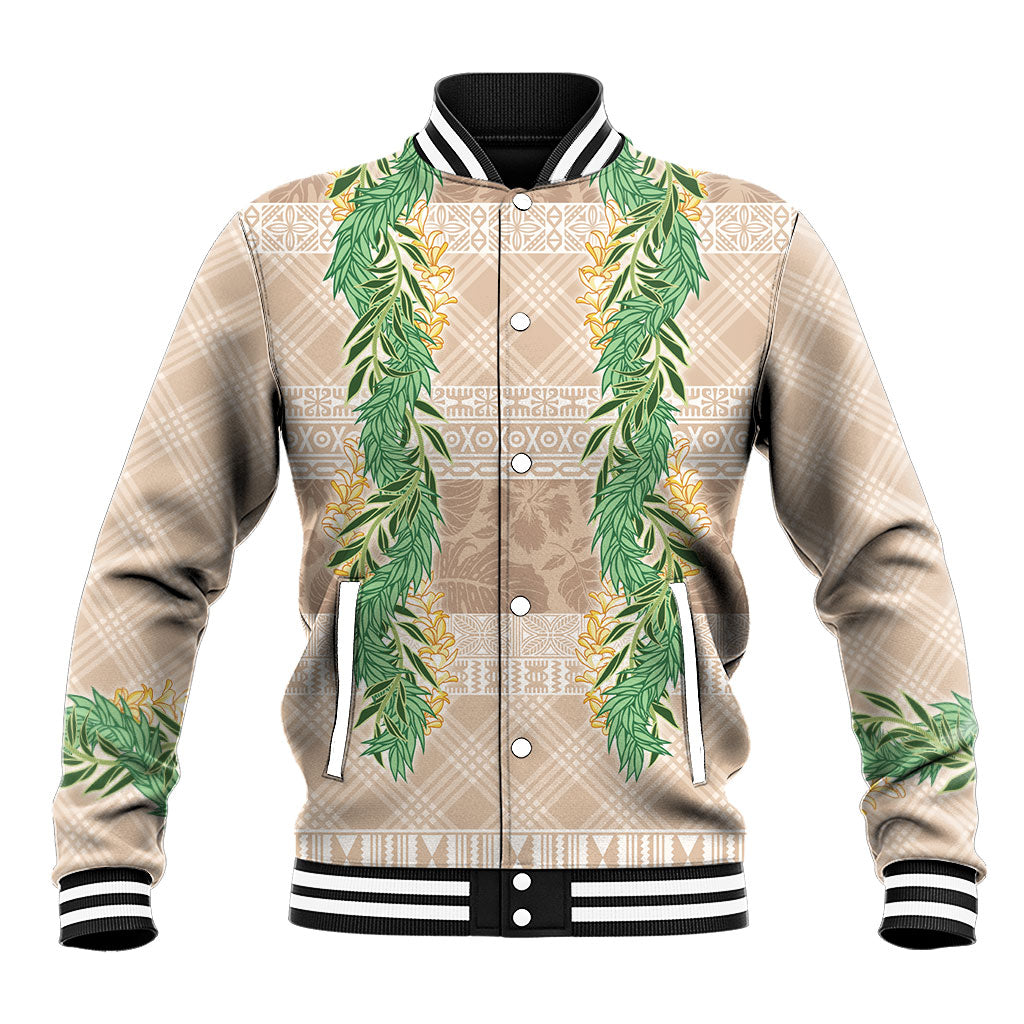 Hawai'i Paniolo Maile Twisted Lei Baseball Jacket Almond Brown LT7 Unisex Brown - Polynesian Pride