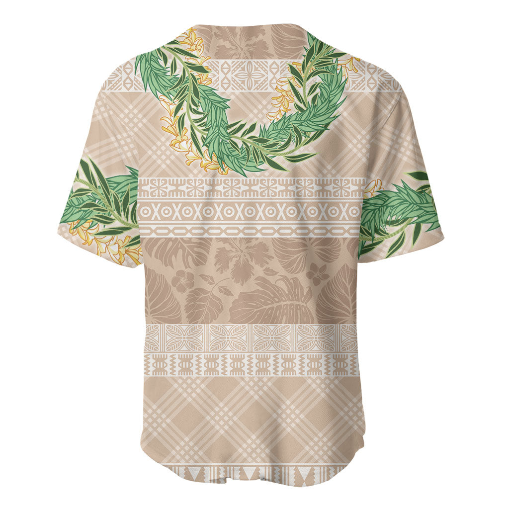 Hawai'i Paniolo Maile Twisted Lei Baseball Jersey Almond Brown LT7 - Polynesian Pride
