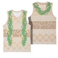 Hawai'i Paniolo Maile Twisted Lei Basketball Jersey Almond Brown LT7 - Polynesian Pride