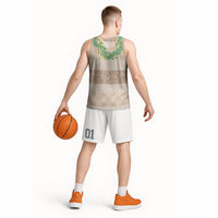 Hawai'i Paniolo Maile Twisted Lei Basketball Jersey Almond Brown LT7 - Polynesian Pride