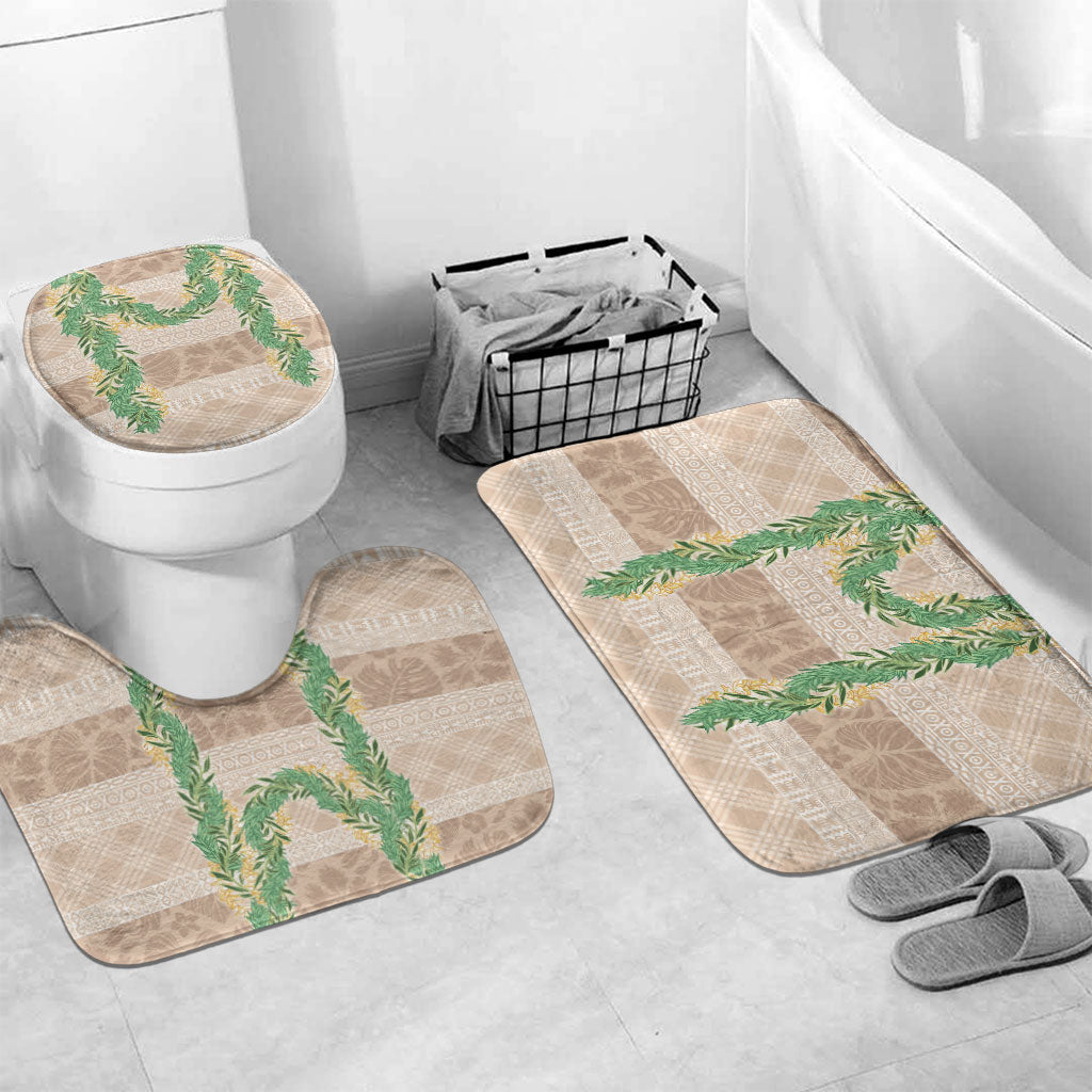 Hawai'i Paniolo Maile Twisted Lei Bathroom Set Almond Brown LT7 Mat Set Only (3 pcs) One Size Brown - Polynesian Pride