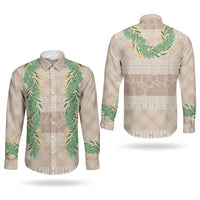Hawai'i Paniolo Maile Twisted Lei Couples Matching Summer Maxi Dress and Long Sleeve Button Shirt Almond Brown LT7 - Polynesian Pride