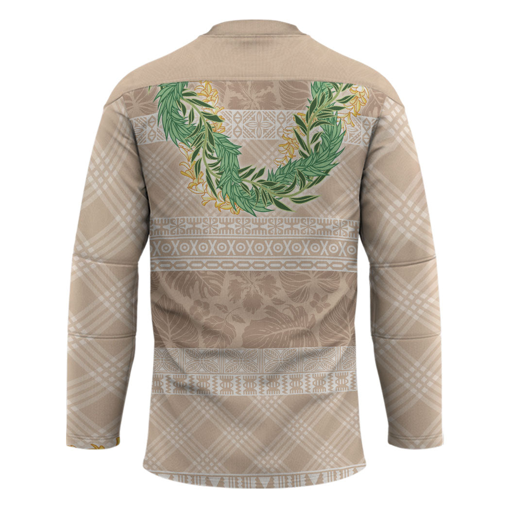 Hawai'i Paniolo Maile Twisted Lei Hockey Jersey Almond Brown LT7 - Polynesian Pride
