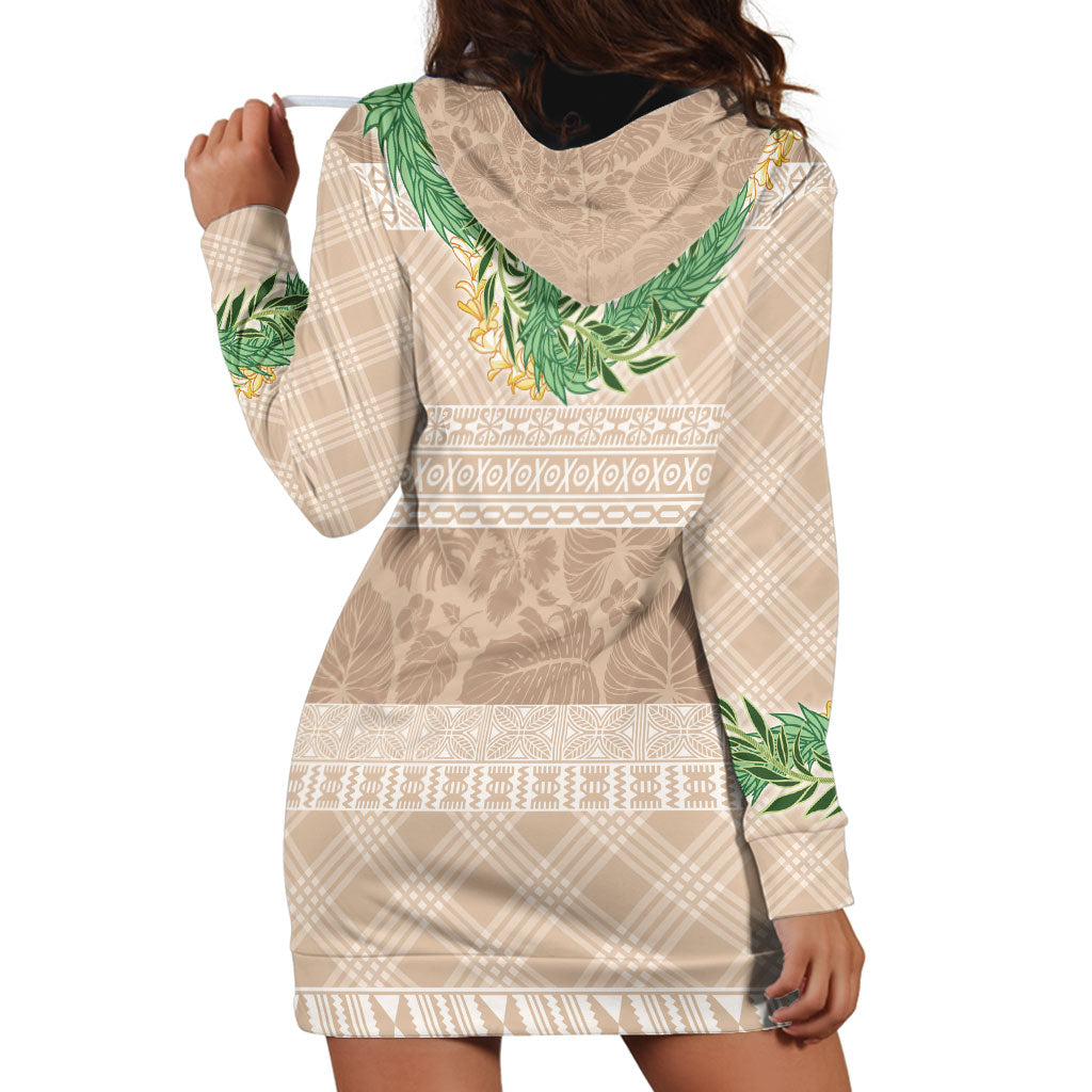 Hawai'i Paniolo Maile Twisted Lei Hoodie Dress Almond Brown LT7 - Polynesian Pride