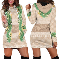 Hawai'i Paniolo Maile Twisted Lei Hoodie Dress Almond Brown LT7 - Polynesian Pride